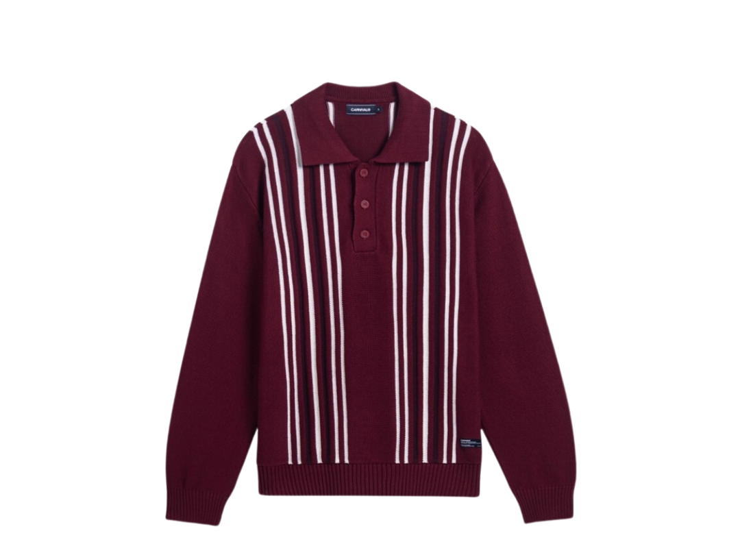 Carnival Carnival Knit Striped Rugby Shirt Maroon (FW24)