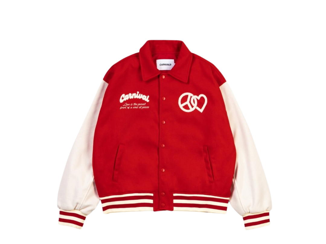 Carnival Carnival Love And Peace Varsity Jacket Red