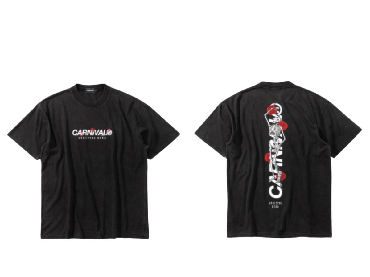 Carnival Carnival X Grateful Dead Miracle Me Rose Skeleton T-Shirt Black