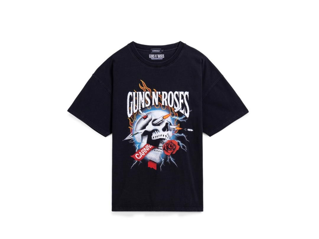 Carnival Carnival x Guns N Roses Bullet Skull Ovs Washedt T-Shirt Black