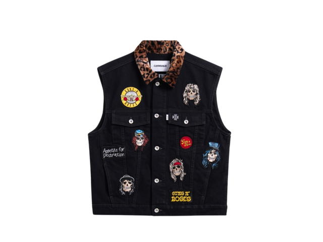 Carnival Carnival x Guns N Roses Bullet Skull Vest Denim Jacket Black - view 1