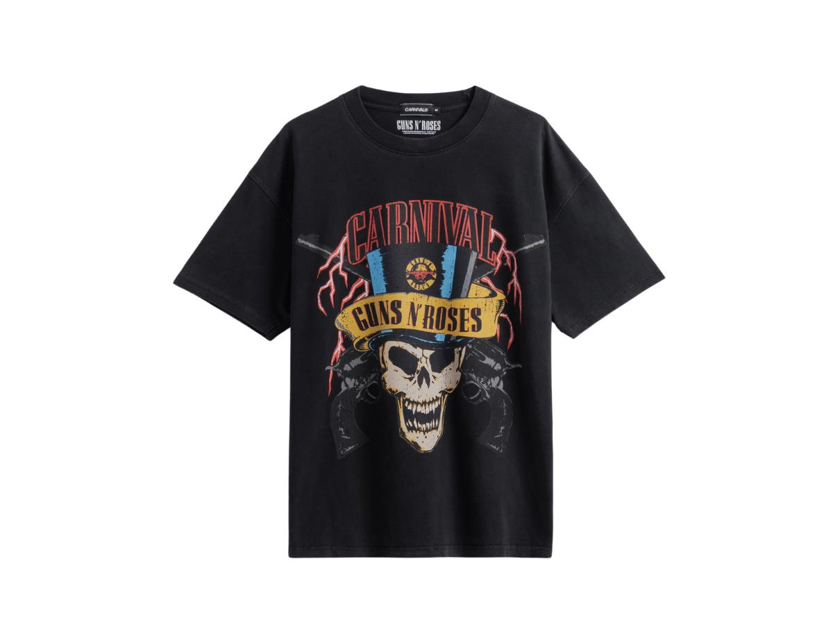 Carnival Carnival X Guns N Roses Skull Ovs Washed T-Shirt Black