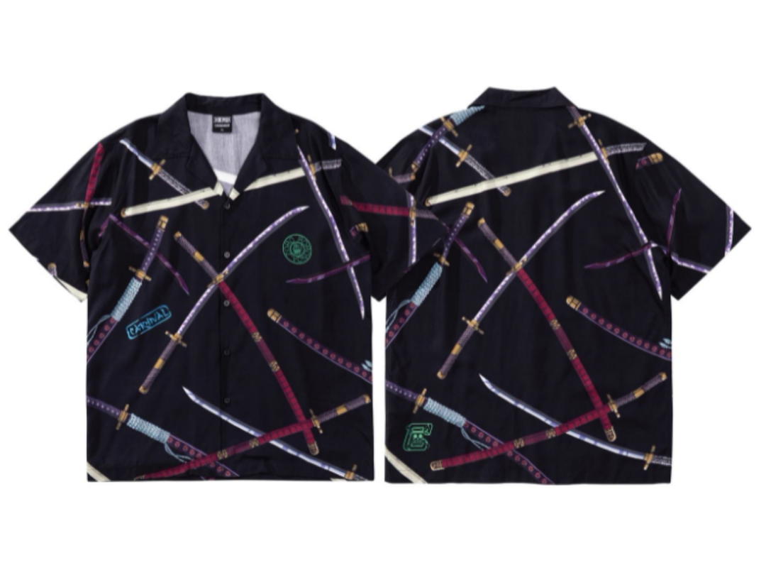 Carnival Carnival X One Piece Zoro Swords Hawaii Shirt Black