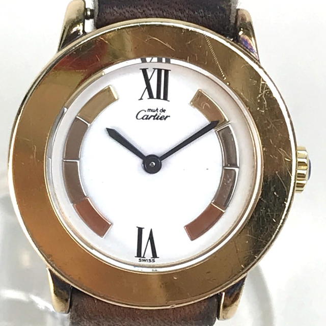 Cartier Cartier 1801 vintage Must Rondo Vermeil Women's Wristwatch SV925/Leather belt - view 2