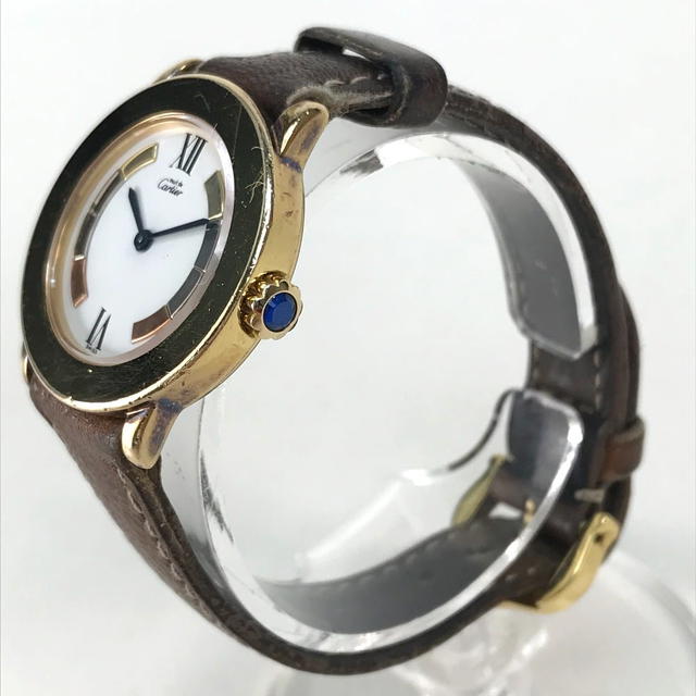 Cartier Cartier 1801 vintage Must Rondo Vermeil Women's Wristwatch SV925/Leather belt - view 4