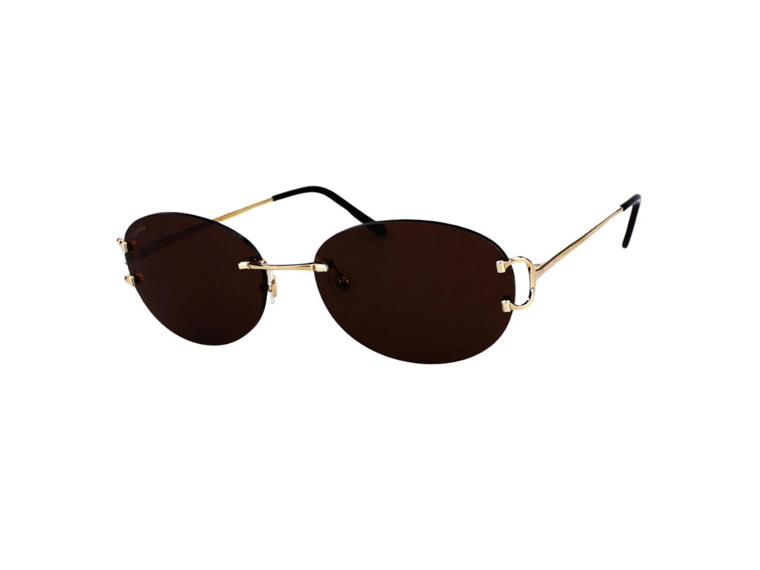 Cartier Cartier CT0029RS-002 Sunglasses In Yellow Gold Titanium Frame With Brown Lenses
