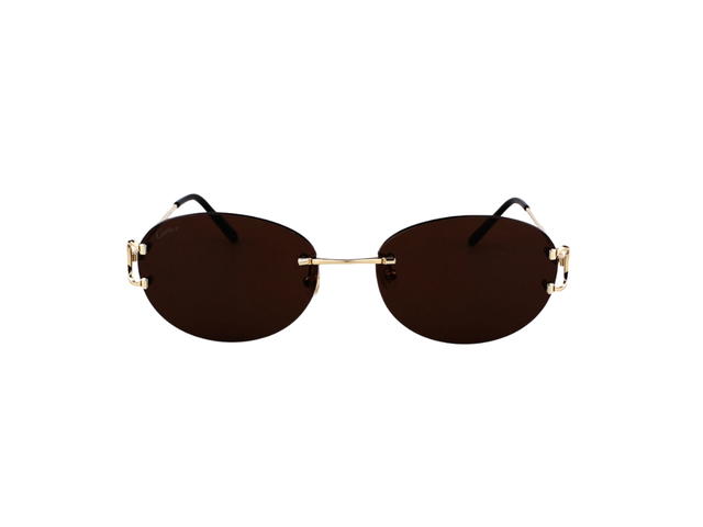 Cartier Cartier CT0029RS-002 Sunglasses In Yellow Gold Titanium Frame With Brown Lenses - view 2