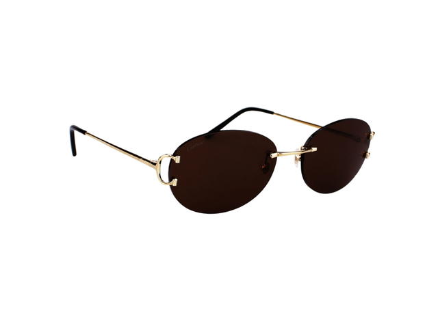 Cartier Cartier CT0029RS-002 Sunglasses In Yellow Gold Titanium Frame With Brown Lenses - view 3