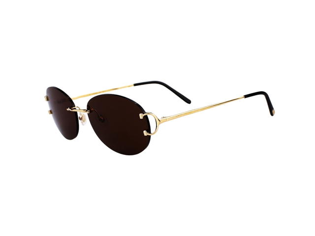 Cartier Cartier CT0029RS-002 Sunglasses In Yellow Gold Titanium Frame With Brown Lenses - view 5