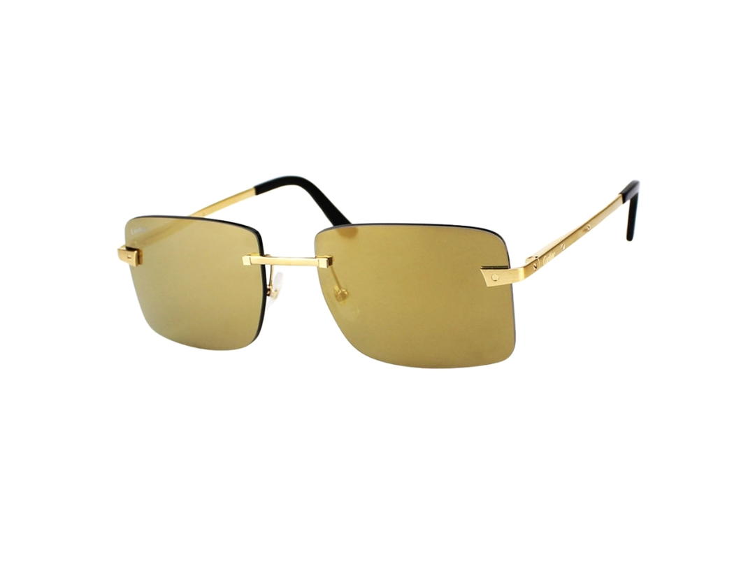 Cartier Cartier CT0033RS-001 Sunglasses In Yellow Gold Titanium Frame With Yellow Lenses