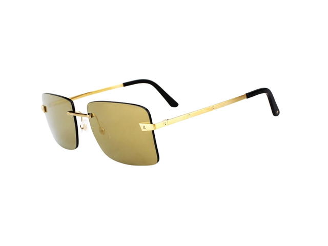 Cartier Cartier CT0033RS-001 Sunglasses In Yellow Gold Titanium Frame With Yellow Lenses - view 5