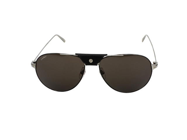 Cartier Cartier CT0038S-005 Sunglasses In Silver-Plate Frame-Black Flap With Black-Grey Lenses - view 2