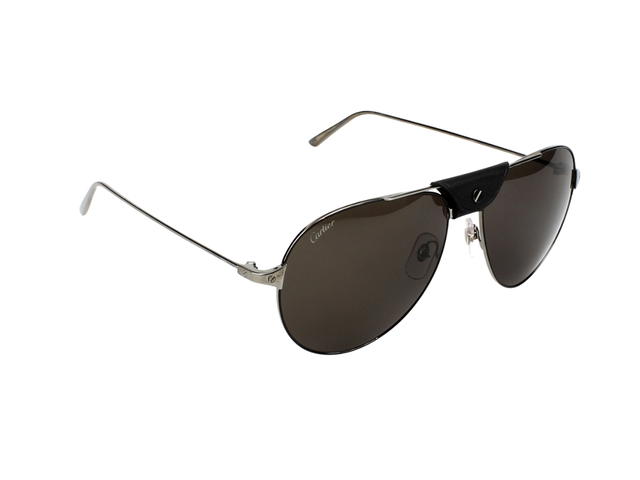 Cartier Cartier CT0038S-005 Sunglasses In Silver-Plate Frame-Black Flap With Black-Grey Lenses - view 3
