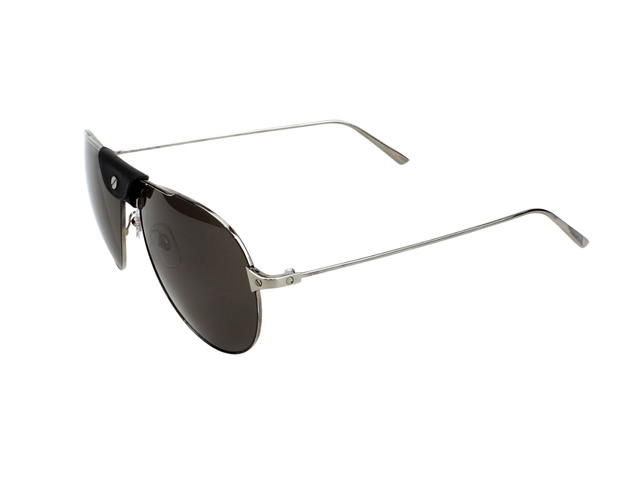 Cartier Cartier CT0038S-005 Sunglasses In Silver-Plate Frame-Black Flap With Black-Grey Lenses - view 5