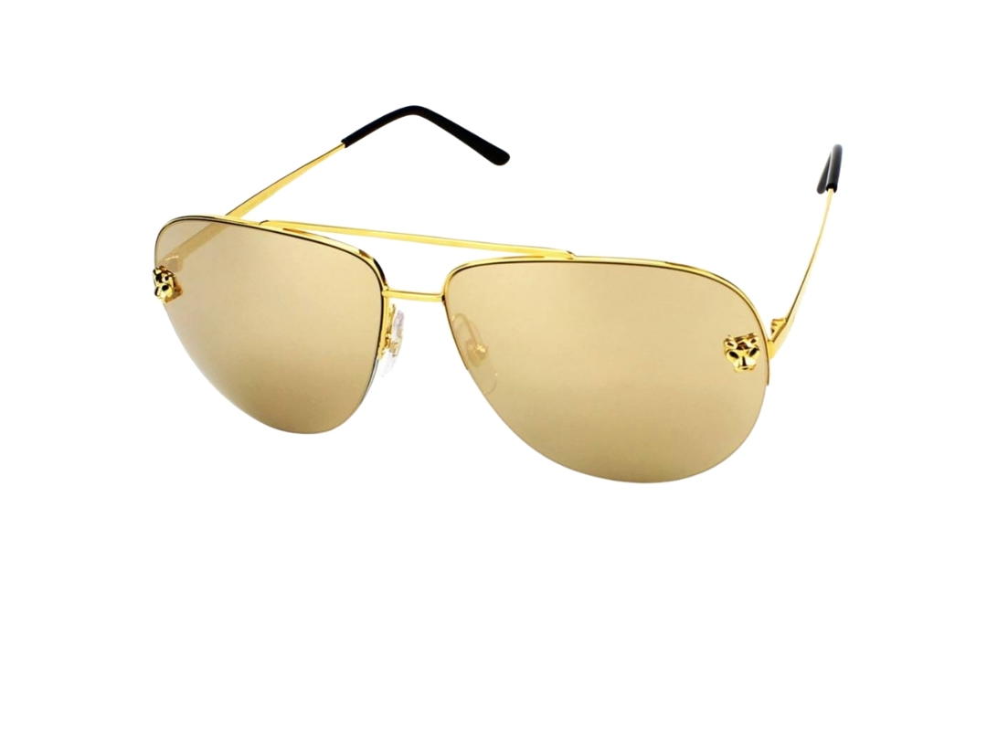 Cartier Cartier CT0065S-002 Sunglasses In Gold-Plate Frame With Gold Lenses