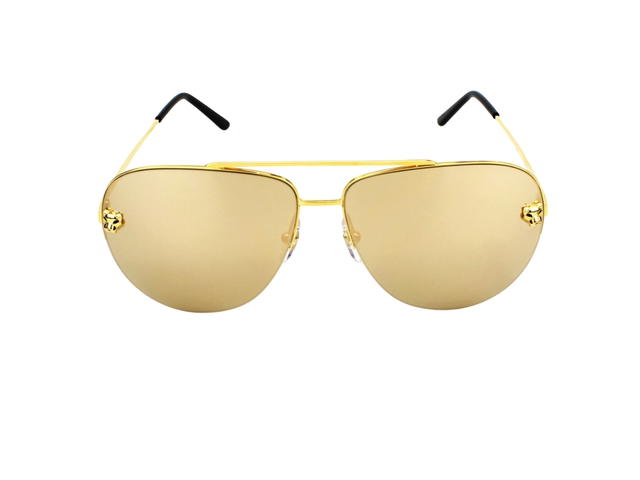 Cartier Cartier CT0065S-002 Sunglasses In Gold-Plate Frame With Gold Lenses - view 2