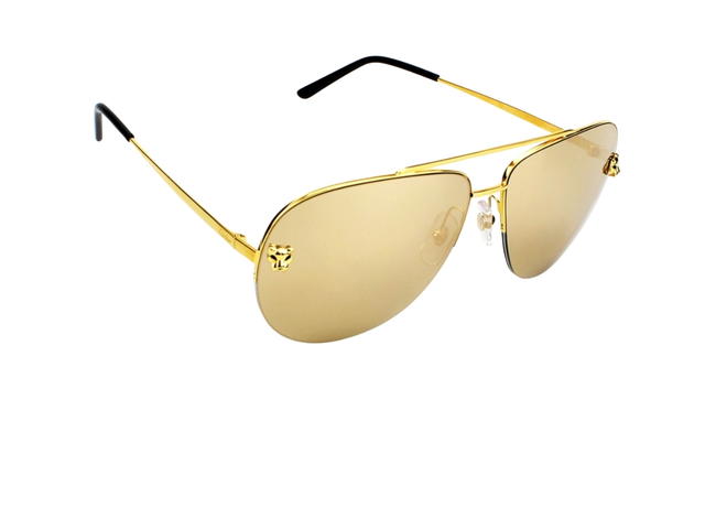Cartier Cartier CT0065S-002 Sunglasses In Gold-Plate Frame With Gold Lenses - view 3