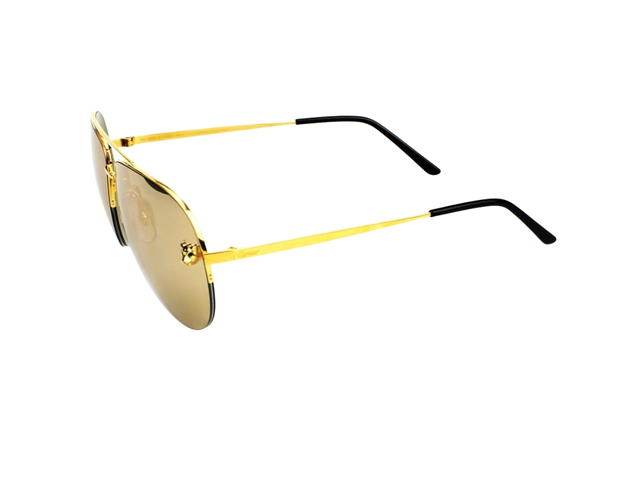 Cartier Cartier CT0065S-002 Sunglasses In Gold-Plate Frame With Gold Lenses - view 5