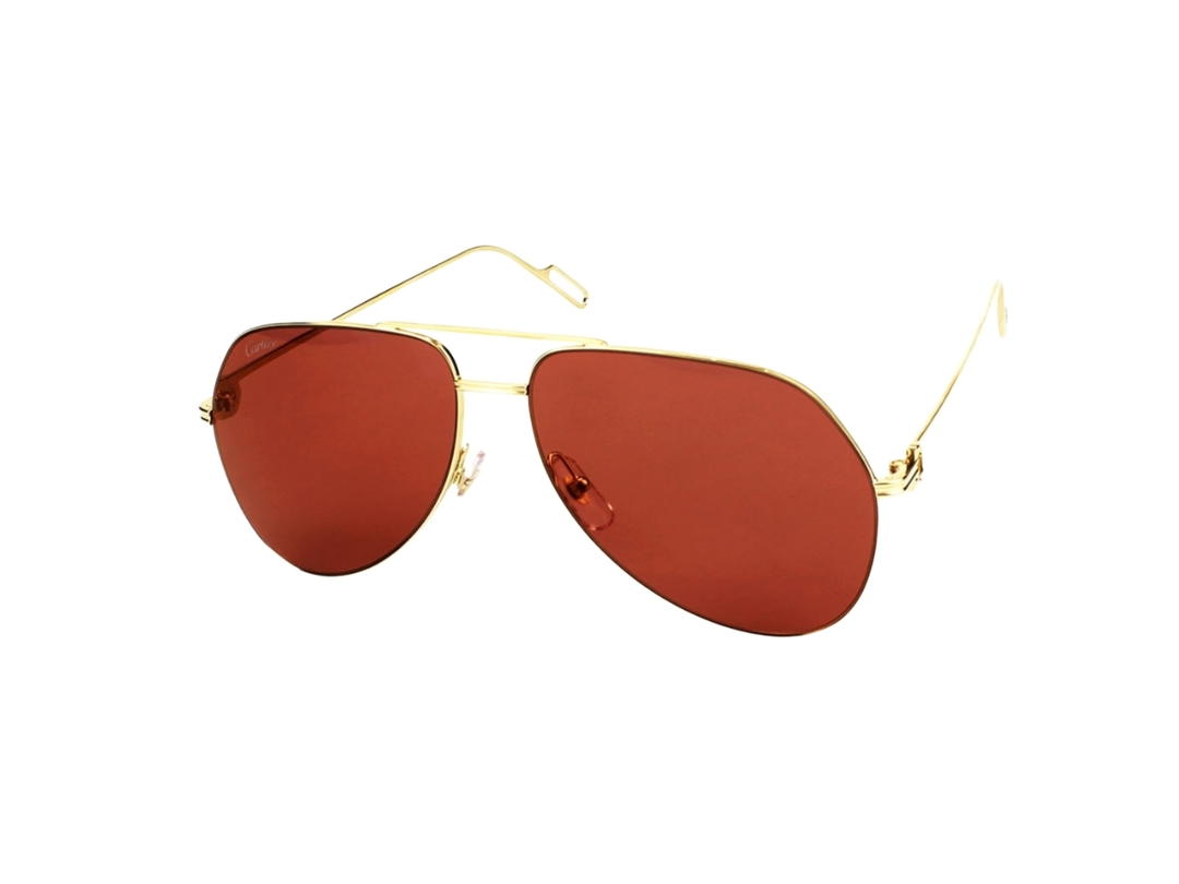 Cartier Cartier CT0110S-010 Sunglasses In Gold-Plate Frame With Red Lenses