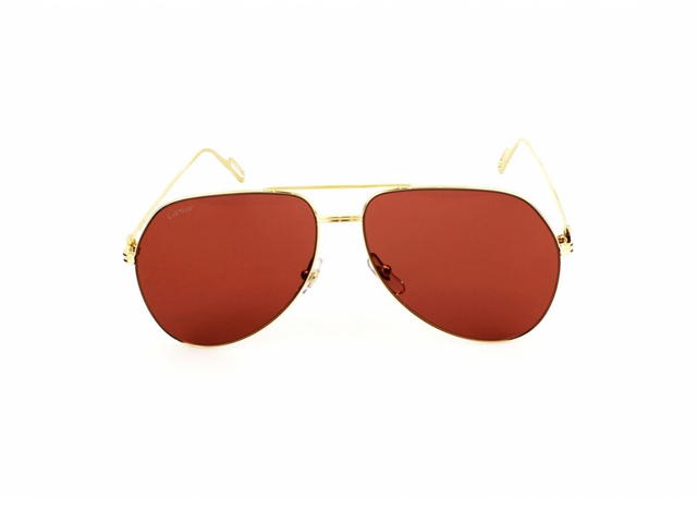 Cartier Cartier CT0110S-010 Sunglasses In Gold-Plate Frame With Red Lenses - view 2