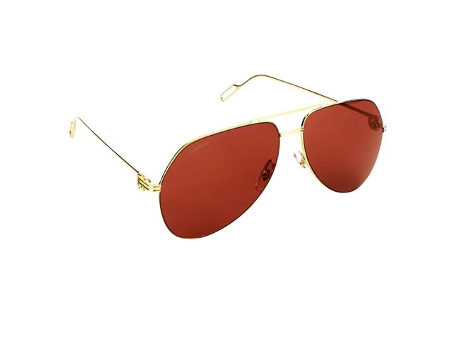 Cartier Cartier CT0110S-010 Sunglasses In Gold-Plate Frame With Red Lenses - view 3