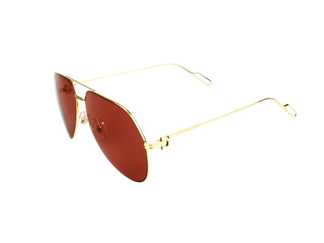 Cartier Cartier CT0110S-010 Sunglasses In Gold-Plate Frame With Red Lenses - view 5