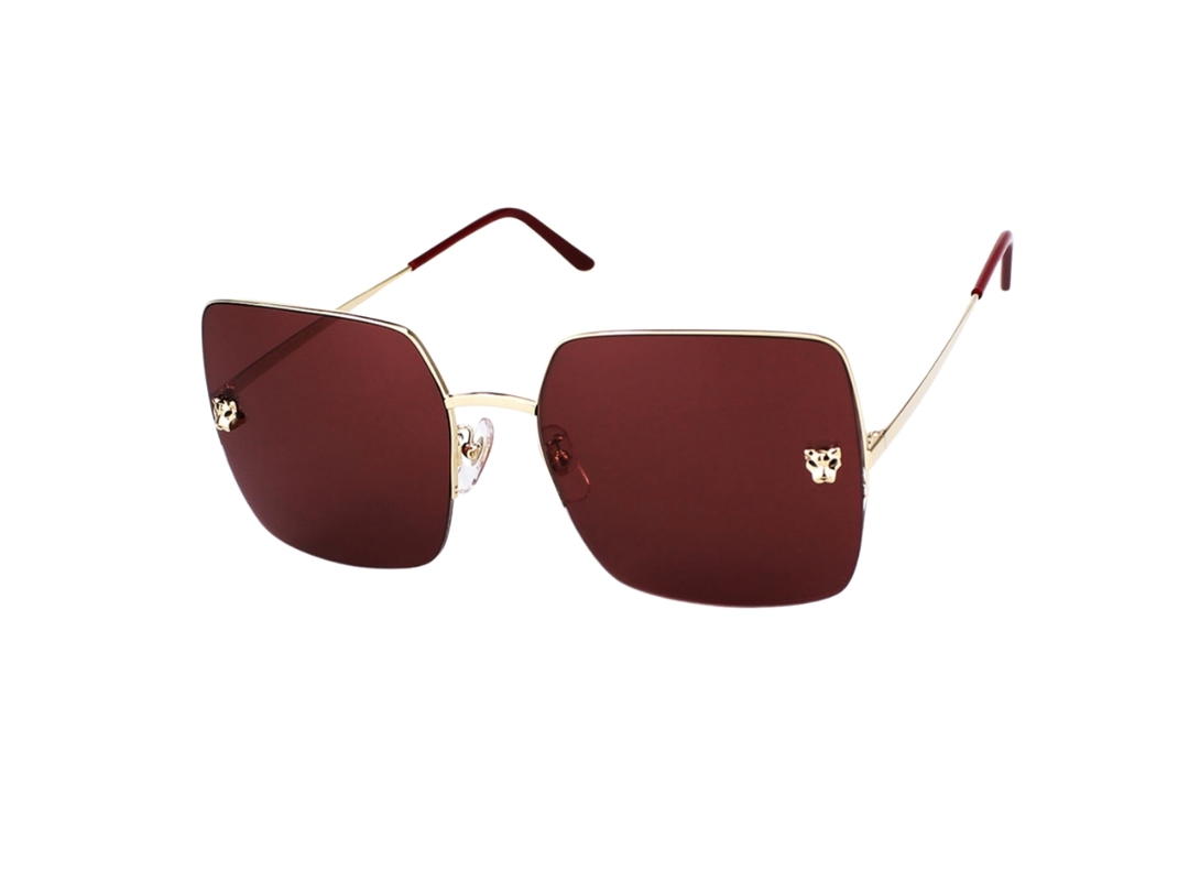 Cartier Cartier CT0121SA-003 Sunglasses In Gold-Plate Frame With Red Lenses
