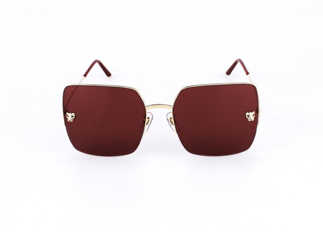 Cartier Cartier CT0121SA-003 Sunglasses In Gold-Plate Frame With Red Lenses - view 2