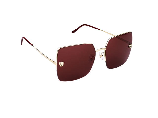 Cartier Cartier CT0121SA-003 Sunglasses In Gold-Plate Frame With Red Lenses - view 3