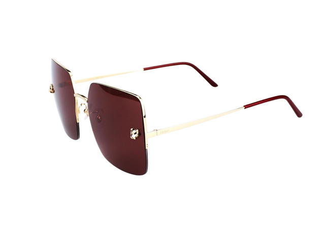 Cartier Cartier CT0121SA-003 Sunglasses In Gold-Plate Frame With Red Lenses - view 5