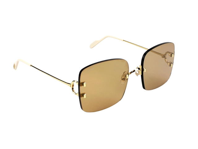 Cartier Cartier CT0153S-003 Sunglasses In Gold-Plate Frame With Gold Lenses - view 3