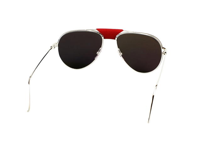 Cartier Cartier CT0166S-008 Sunglasses In Silver-Plate Frame-Red Flap With Mercury Lenses - view 4