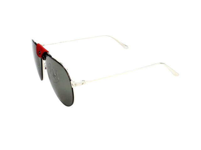 Cartier Cartier CT0166S-008 Sunglasses In Silver-Plate Frame-Red Flap With Mercury Lenses - view 5