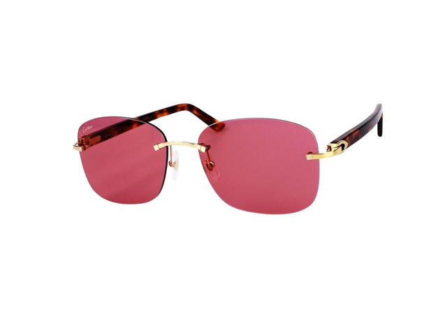 Cartier Cartier CT0227S-005 Sunglasses In Havana Acatate Frame With Pink Frameless Lenses - view 1
