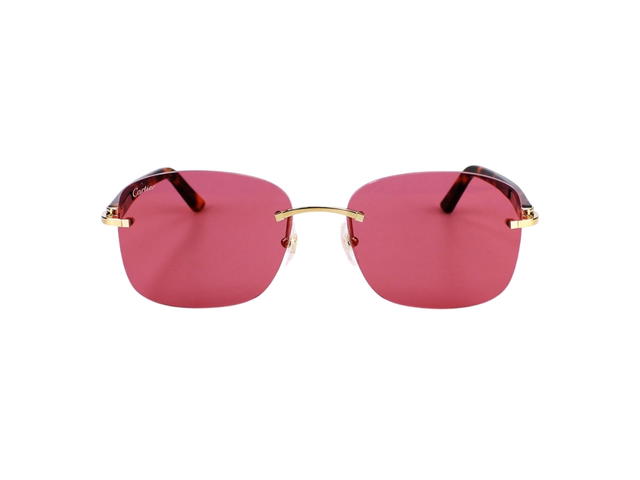 Cartier Cartier CT0227S-005 Sunglasses In Havana Acatate Frame With Pink Frameless Lenses - view 2
