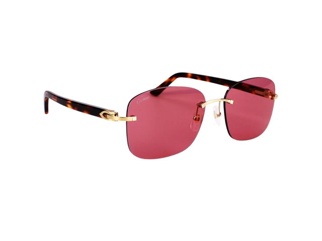 Cartier Cartier CT0227S-005 Sunglasses In Havana Acatate Frame With Pink Frameless Lenses - view 3