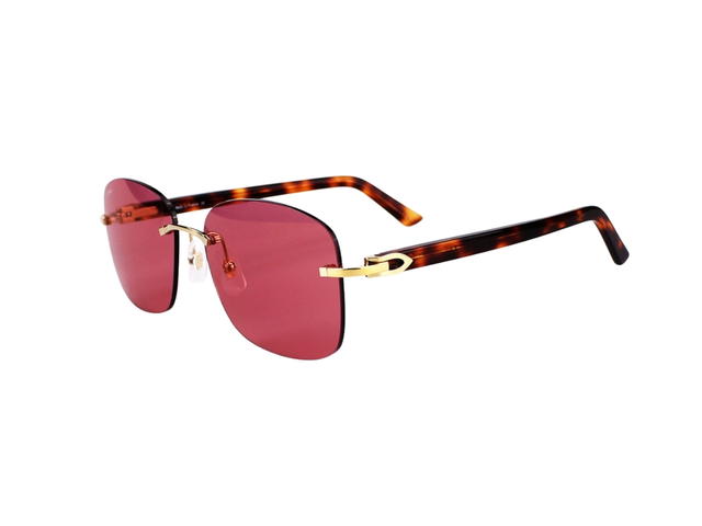 Cartier Cartier CT0227S-005 Sunglasses In Havana Acatate Frame With Pink Frameless Lenses - view 5