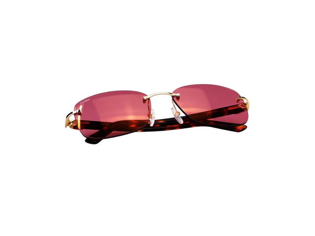 Cartier Cartier CT0227S-005 Sunglasses In Havana Acatate Frame With Pink Frameless Lenses - view 6