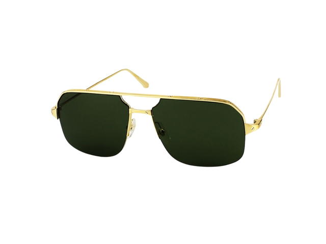 Cartier Cartier CT0230S-002-59 Sunglasses In Gold-Plate Frame With Green Lenses - view 1