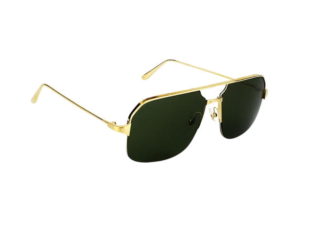 Cartier Cartier CT0230S-002-59 Sunglasses In Gold-Plate Frame With Green Lenses - view 3