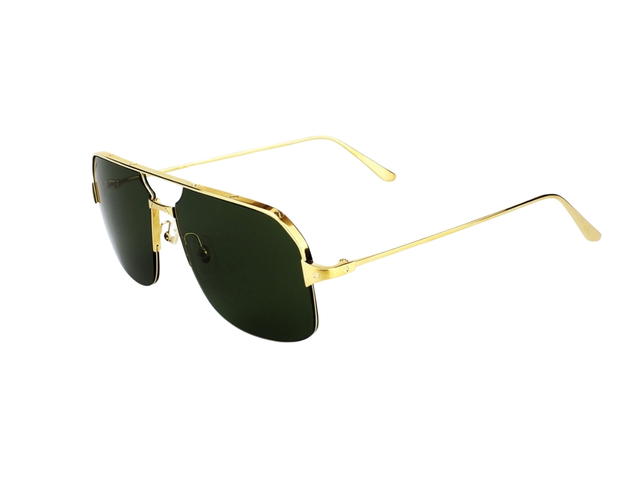 Cartier Cartier CT0230S-002-59 Sunglasses In Gold-Plate Frame With Green Lenses - view 5