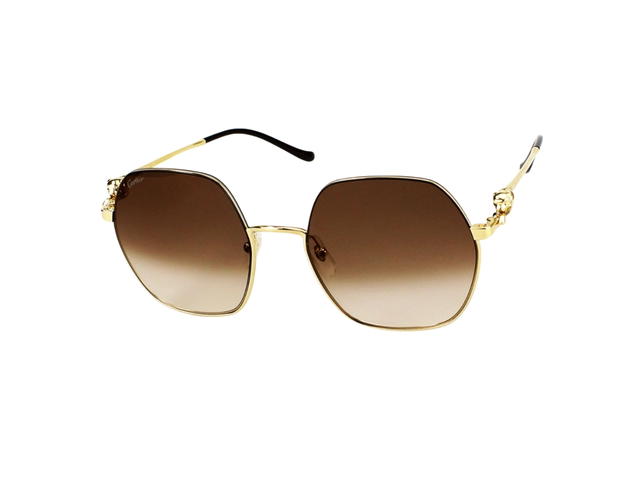 Cartier Cartier CT0267S-002-58 Sunglasses In Gold-Plate Frame With Brown Gradient Lenses - view 1