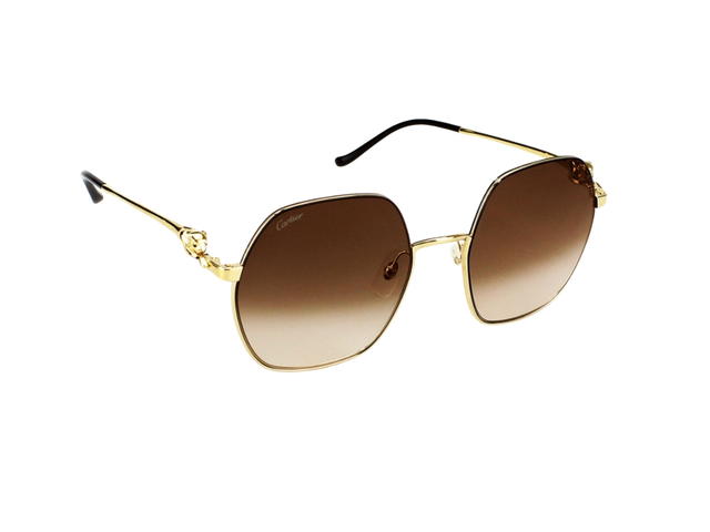 Cartier Cartier CT0267S-002-58 Sunglasses In Gold-Plate Frame With Brown Gradient Lenses - view 3