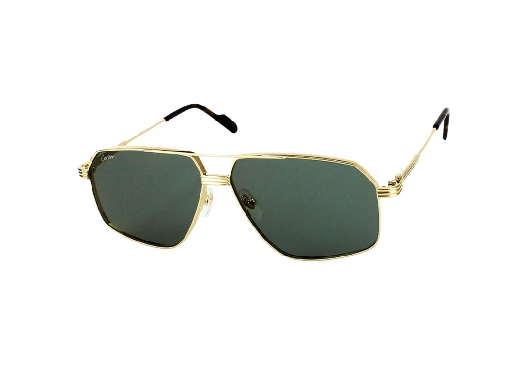 Cartier Cartier CT0270S-004-61 Sunglasses In Gold-Plate Frame With Green Lenses