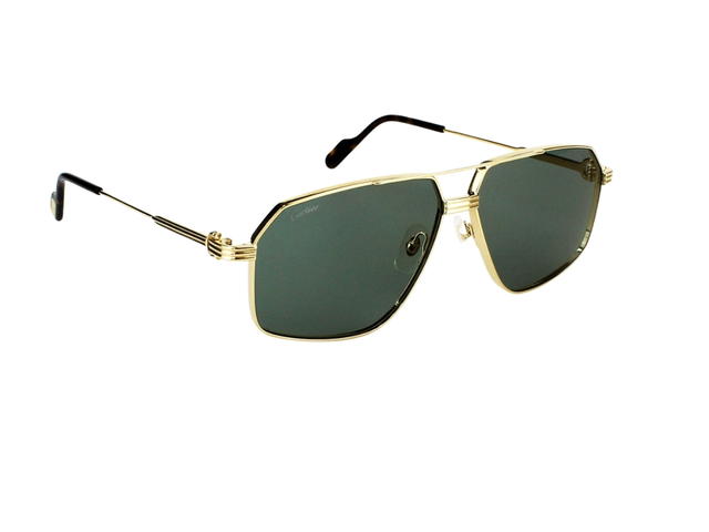 Cartier Cartier CT0270S-004-61 Sunglasses In Gold-Plate Frame With Green Lenses - view 3