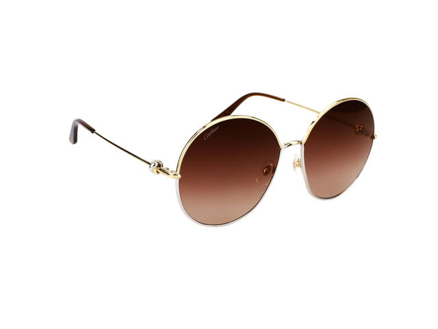 Cartier Cartier CT0360S-002-61 Sunglasses In Gold-Plate Frame With Brown Gradient Lenses - view 3