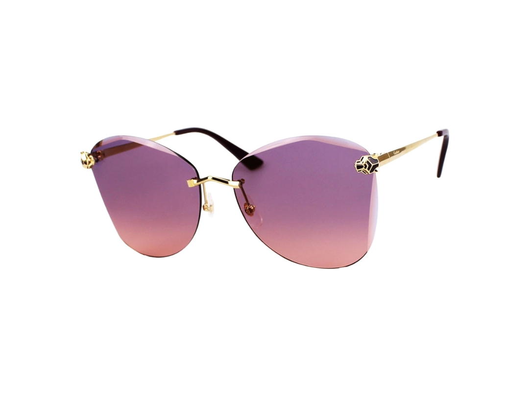 Cartier Cartier CT0398S-003 Sunglasses In Gold-Plate Frame With Purple Gradient Lenses