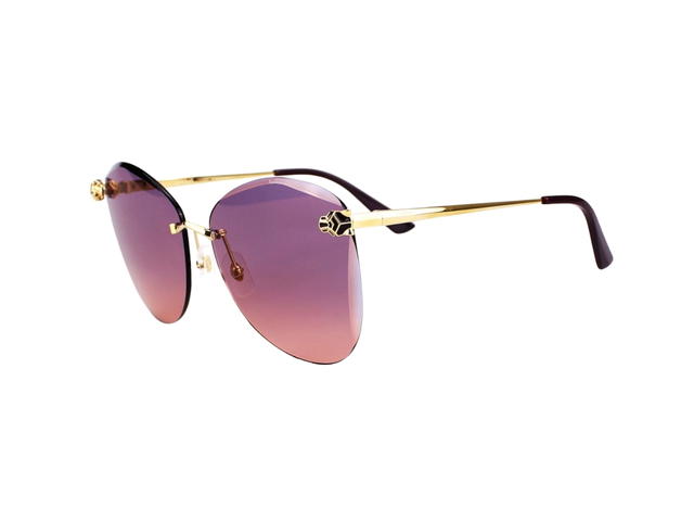 Cartier Cartier CT0398S-003 Sunglasses In Gold-Plate Frame With Purple Gradient Lenses - view 5