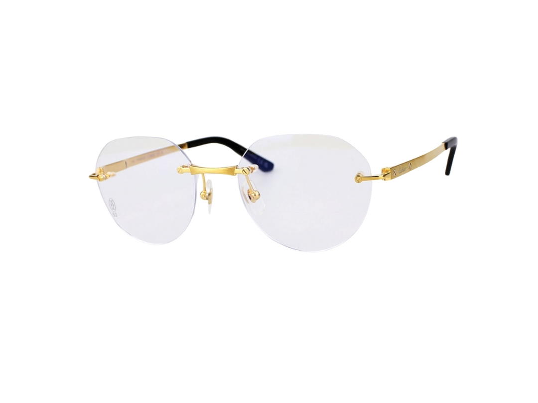 Cartier Cartier CT0408O-001-53 Glasses In Gold-Plate Frame With Mirror Frameless Lenses