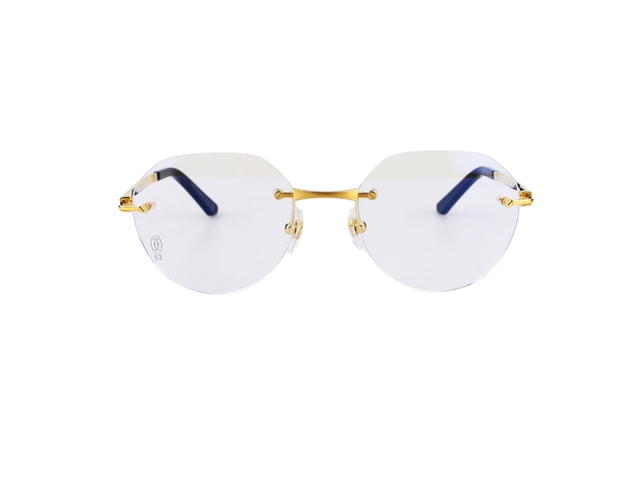 Cartier Cartier CT0408O-001-53 Glasses In Gold-Plate Frame With Mirror Frameless Lenses - view 2
